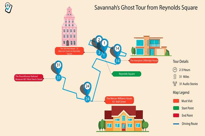 Haunted Savannah Self-Guided Walking Audio Tour - The Olde Pink House starts the ghost stories