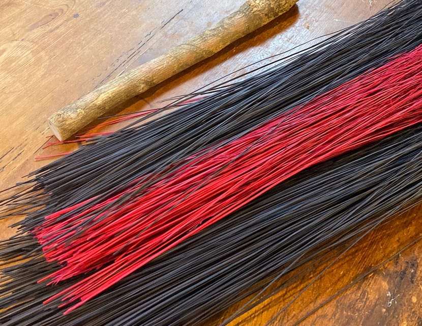 Salem, MA: Witch City Broom Making Workshop - Learning to wrap the broomcorn
