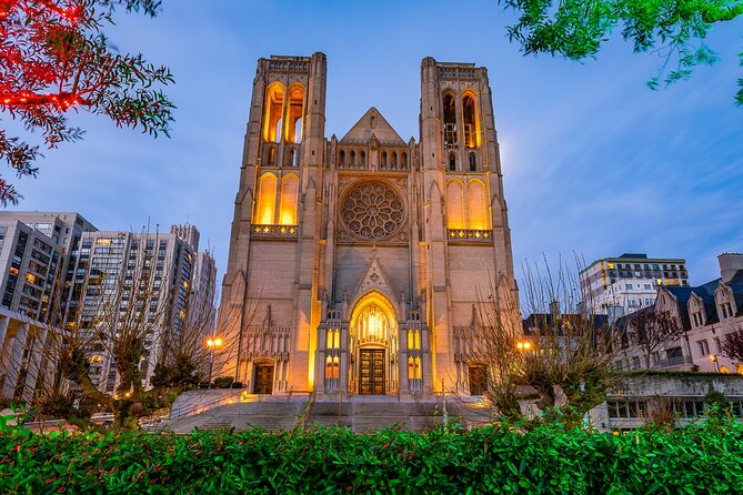 The Ghosts of San Francisco Haunted Audio App Walking Tour - Grace Cathedral and the priest on the steps